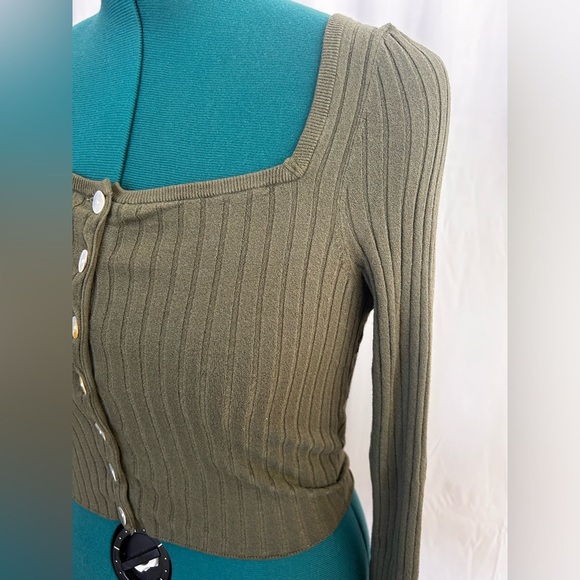 LOS ANGELES Atelier cropped green button up cardigan size small - Picture 3 of 9
